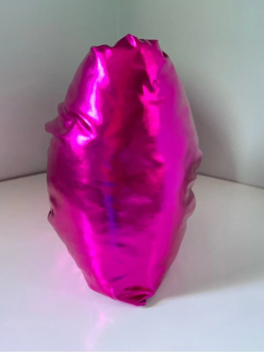 Decorative Hot Pink Bow Shaped Accent Pillow Metallic Faux Leather